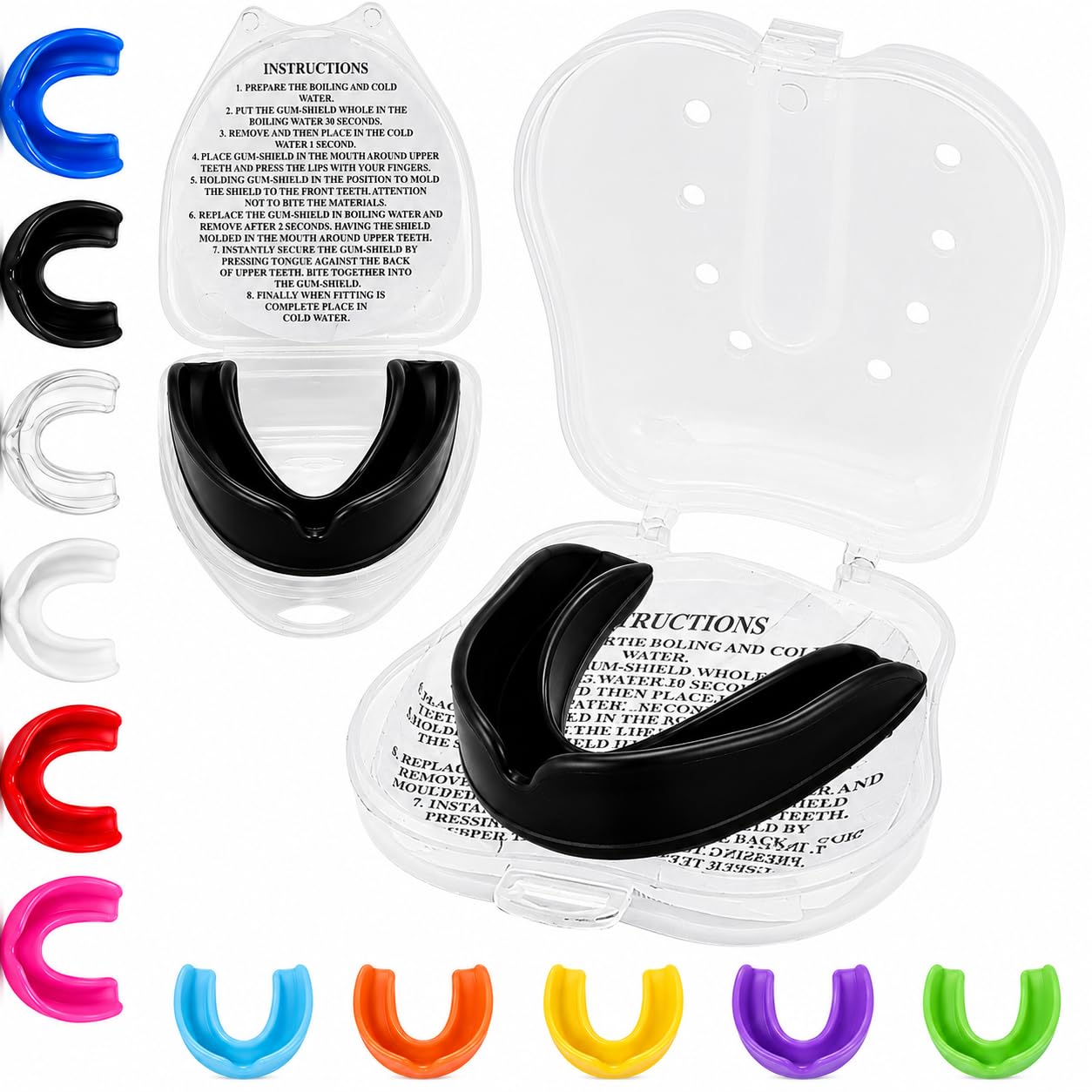 Mouth Guard Gum Shield For Kids Sports Mouthguards Junior Youth School Combat Sports Rugby Soccer Hockey Muay Thai MMA Boxing Martial Arts Gumshield with Case Kids Mouthguard 6-8 9-12 Age 7 11 12 Year
