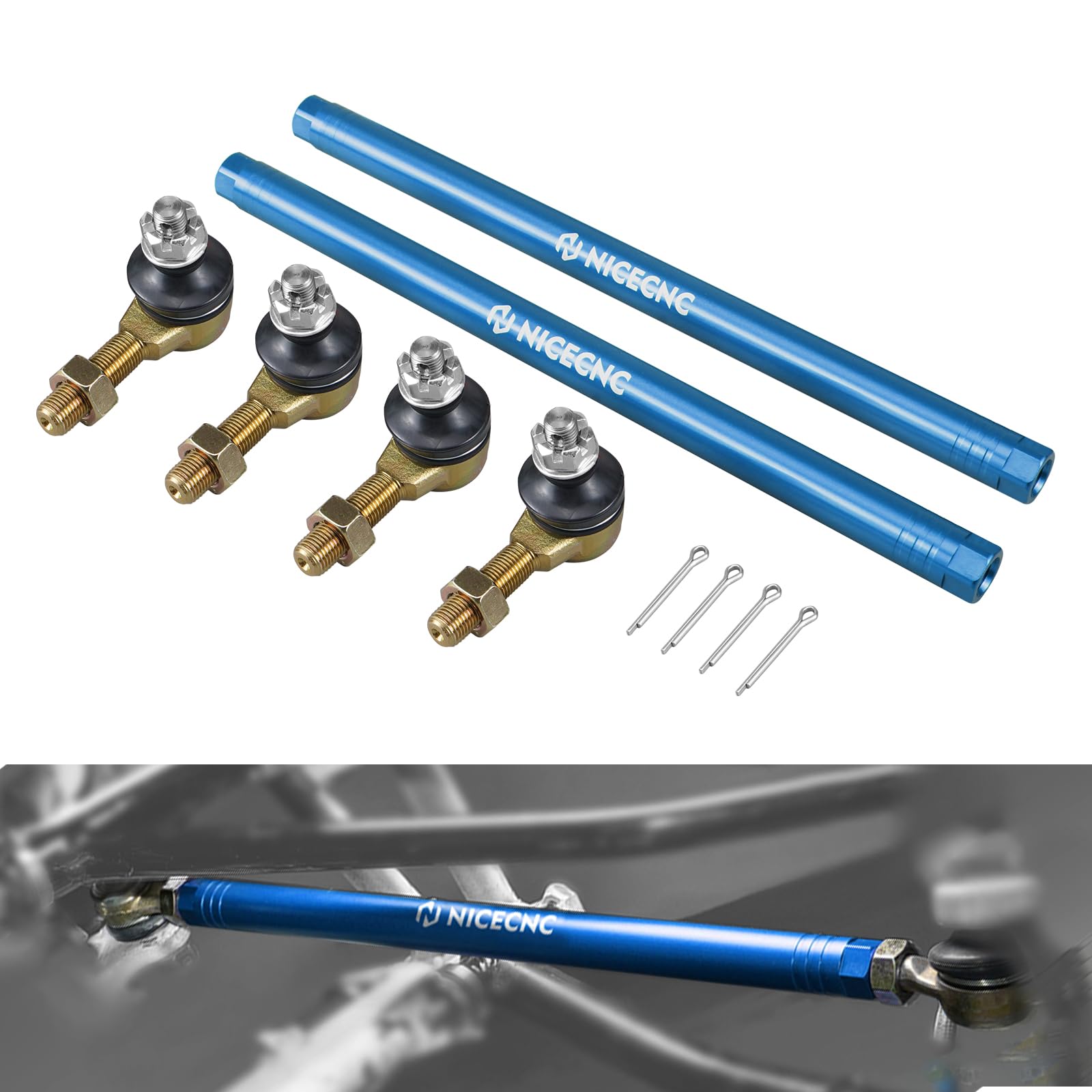 NICECNC Tiges de direction et embouts de tige de direction compatibles avec Yamaha Raptor 700 YFM700 2013 2015-2023, Raptor 700 YFM700R 2006 2007 2008 2014, Raptor 700R YFM700R 2009-2013 2015-2023 Kit