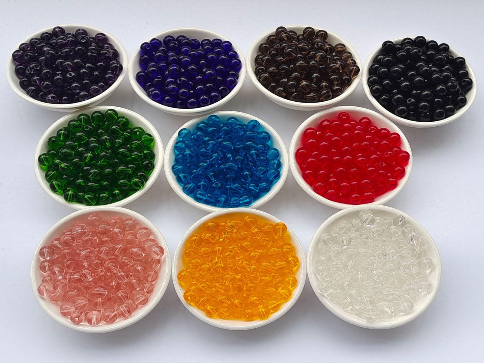 Lot de 500 perles en verre rondes lisses de 6 mm, 10 couleurs, pour fabrication de bracelets, colliers, bijoux, loisirs créatifs (6 mm, 50631, couleurs mélangées 1)