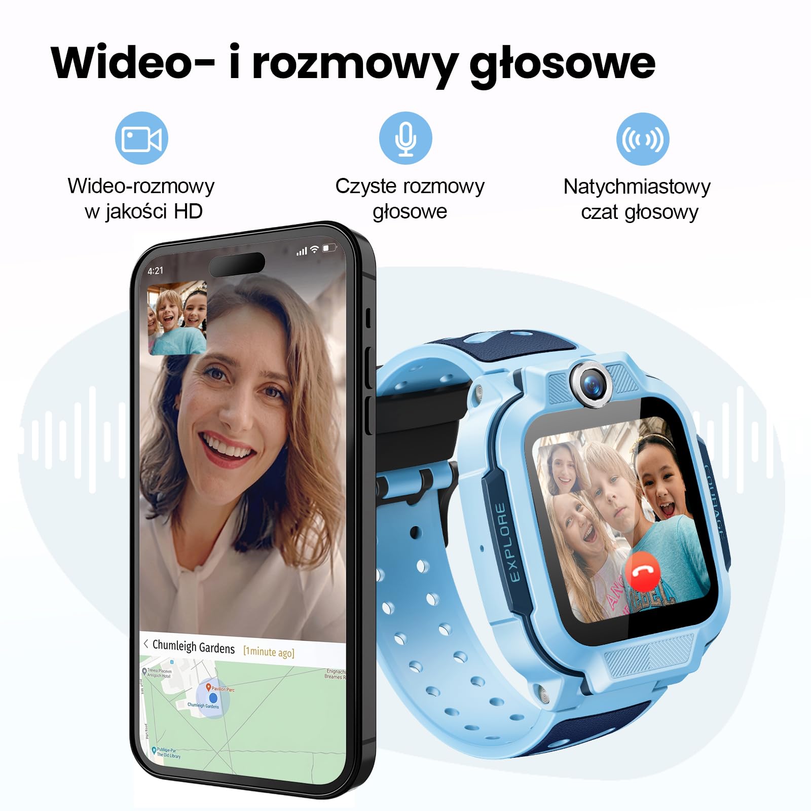 imoo Z3 Smartwatch dla Dzieci, GPS w czasie rzeczywistym, połączenia 4G wideo i głosowe, ekran 1.5″ HD, pamięć 8GB, wodoodporny IP68, tryb szkolny, przycisk SOS, kontrola rodzicielska (Niebieski, Z3)