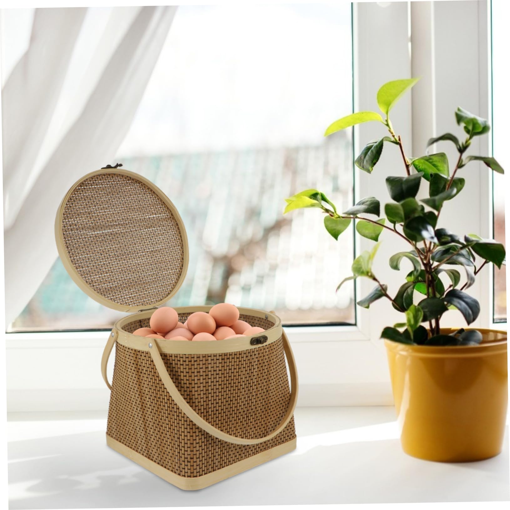 Amazon｜PAMINGONO 1個 竹製収納バスケット キット 籐のバスケット