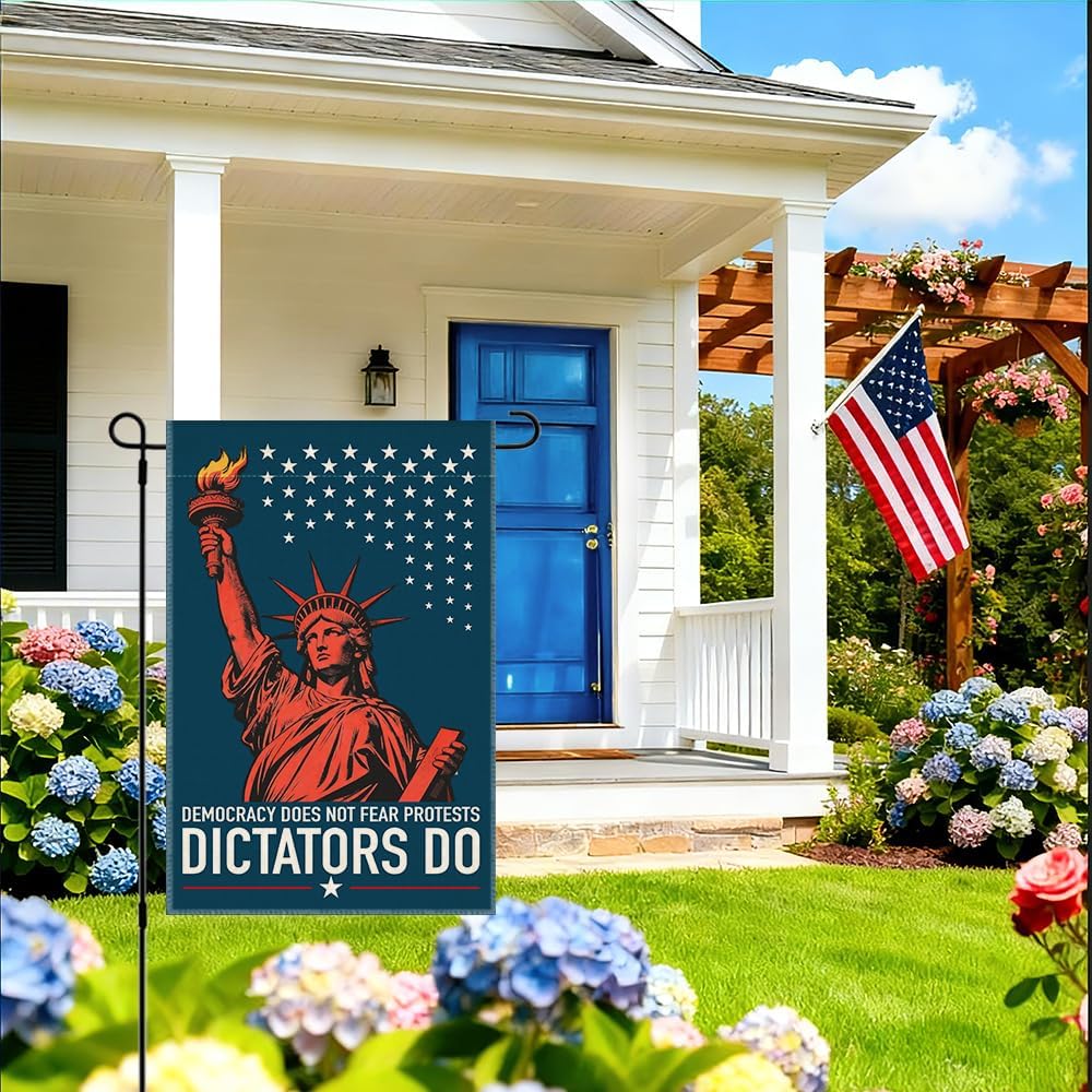 RZHV Democracy Does Not Fear Protests Dictators Do Double-Sided Garden Flag for Outdoor House Yard Sign Garden Decor Parade, Kindness Social Justice Yard Sign, Protest Signs Outdoor Banner - Image 4