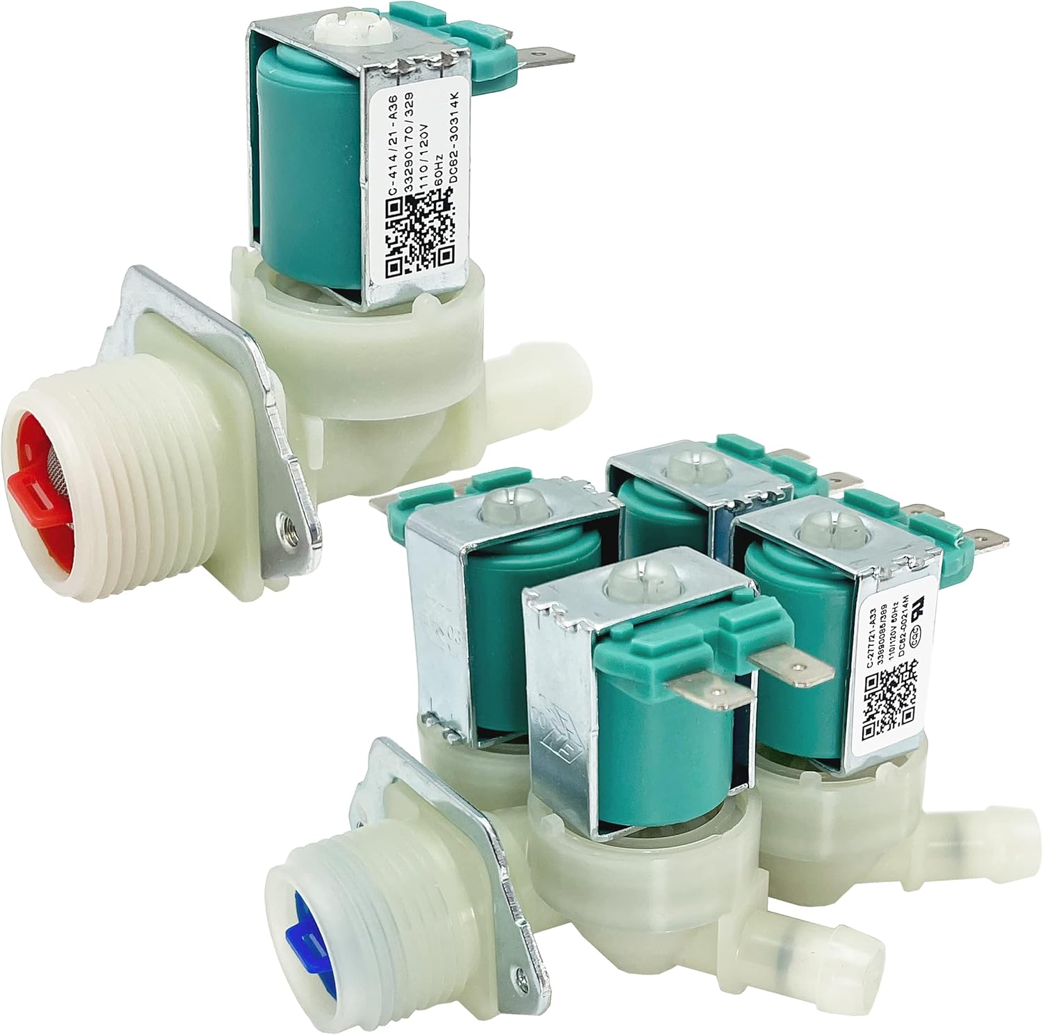 DC62-00214M DC62-30314K Washer Cold&Hot Water Inlet Solenoid Valve Set Package for Samsung, Maytag, Replace AP5623062, 2979589, PS4208704, DC62-30314H, 1810145, AP4204535