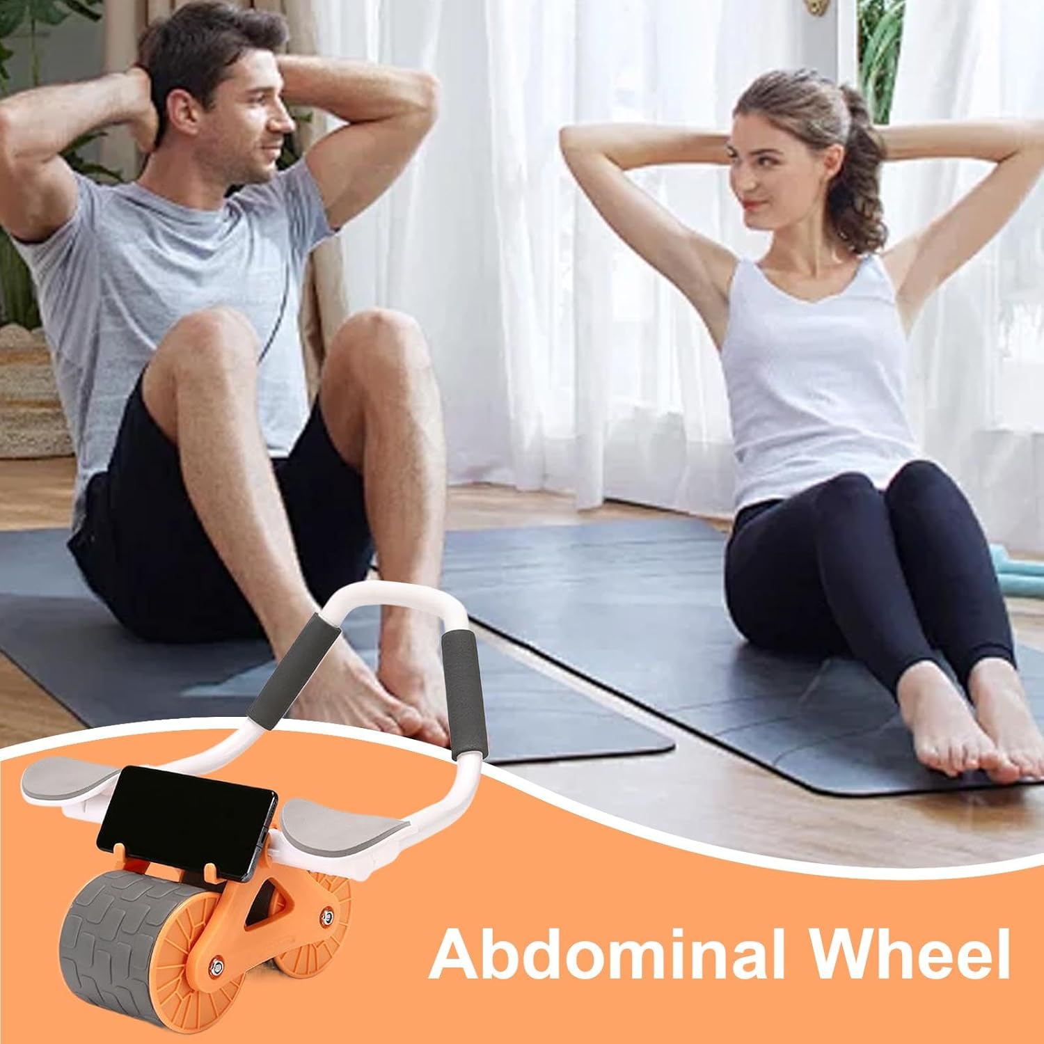 腹筋ローラーホイール - 腹筋ワークアウト機器 | 取り外し可能なコアエクササイズ器具 ポータブル腹部トレーニングローラー 金属製腹