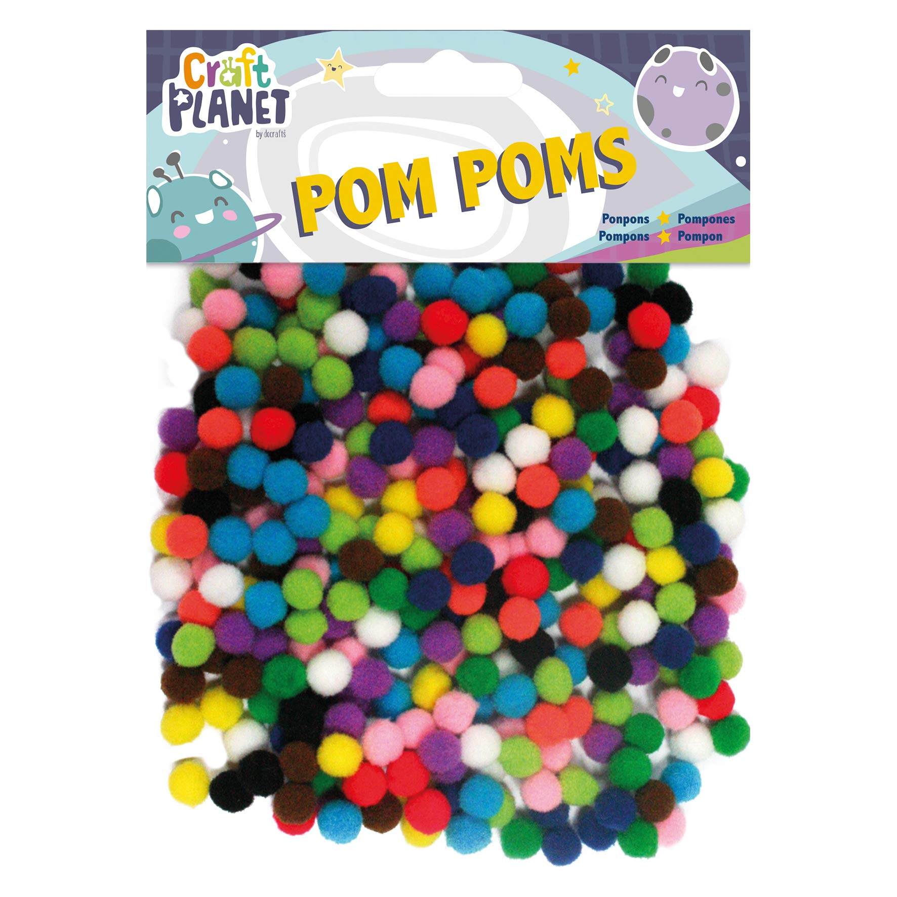 Craft Planet Pom Poms, 7mm Diameter, 9g, Assorted Colours, Standard, Loose Fluffy Pompom Balls, DIY Crafting Materials & Supplies, Pompoms Balls For Crafts, Decorations, Christmas, Birthday