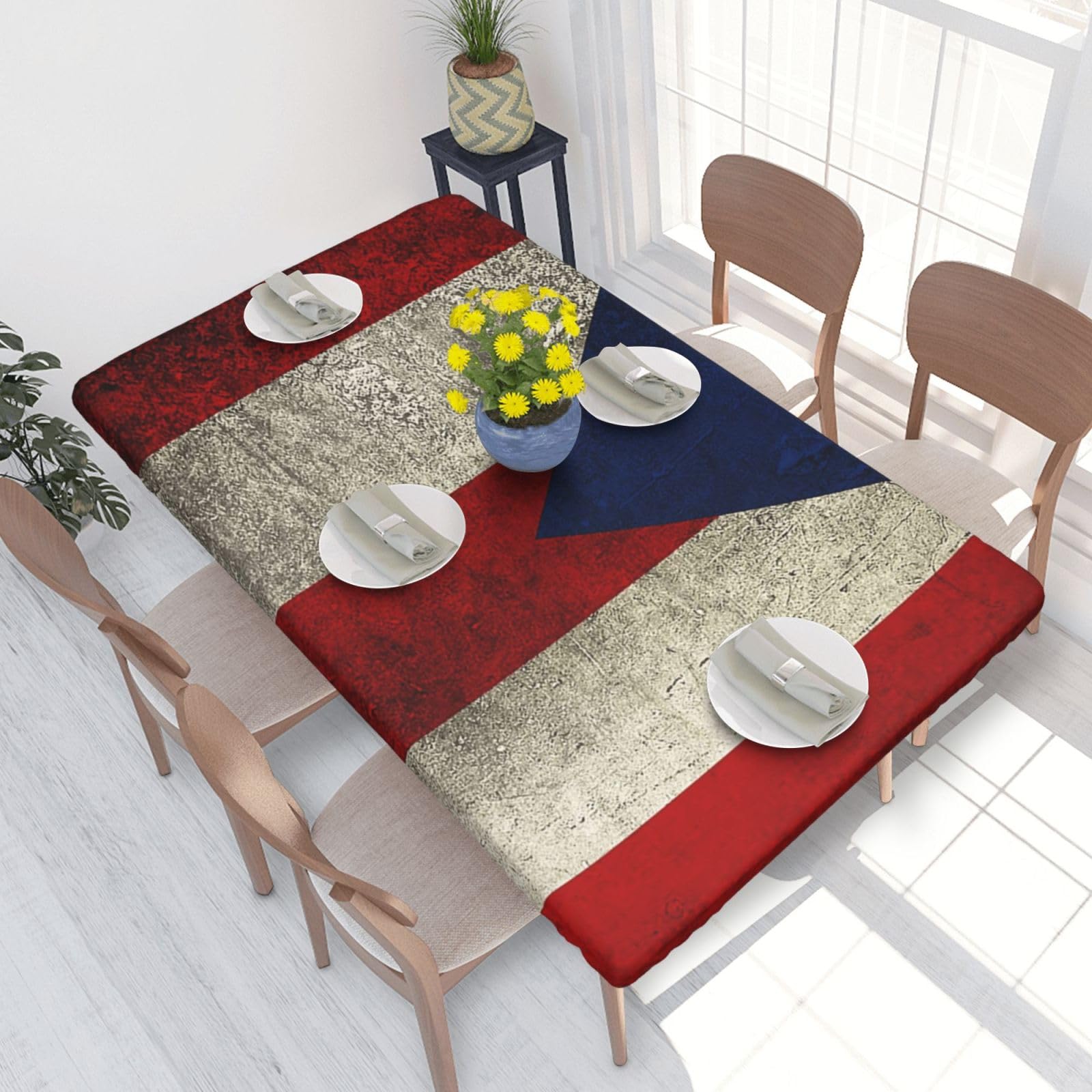 BNVSADC Puerto Rico Flag Printed 4FT Tablecloth 122x76 CM Polyester Kitchen Water Resistant Table Cloth Dining Table Decoration Table Covers