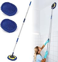 Vista 7 de Limpiador de Paredes, Trapeador de Pared de Máximo 66 pulgadas con Mango Largo, Trapeador de Polvo para Techo con Poste de Extensión de Codo que