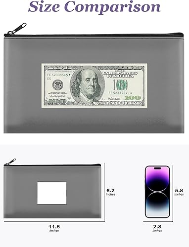 Miniatura 9 de SMARTAKE Paquete de 10 bolsas de dinero para depósito bancario con cremallera, bolsas de cuero con etiquetas, bolsas de maquillaje, para efectivo,