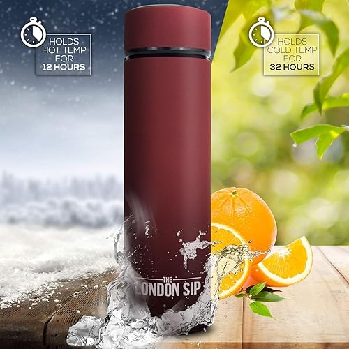 Miniatura 10 de Here & Now - Botella infusora de té  Botella de agua con infusor de té  Taza de viaje con infusor de té de acero inoxidable  Botella de té de doble