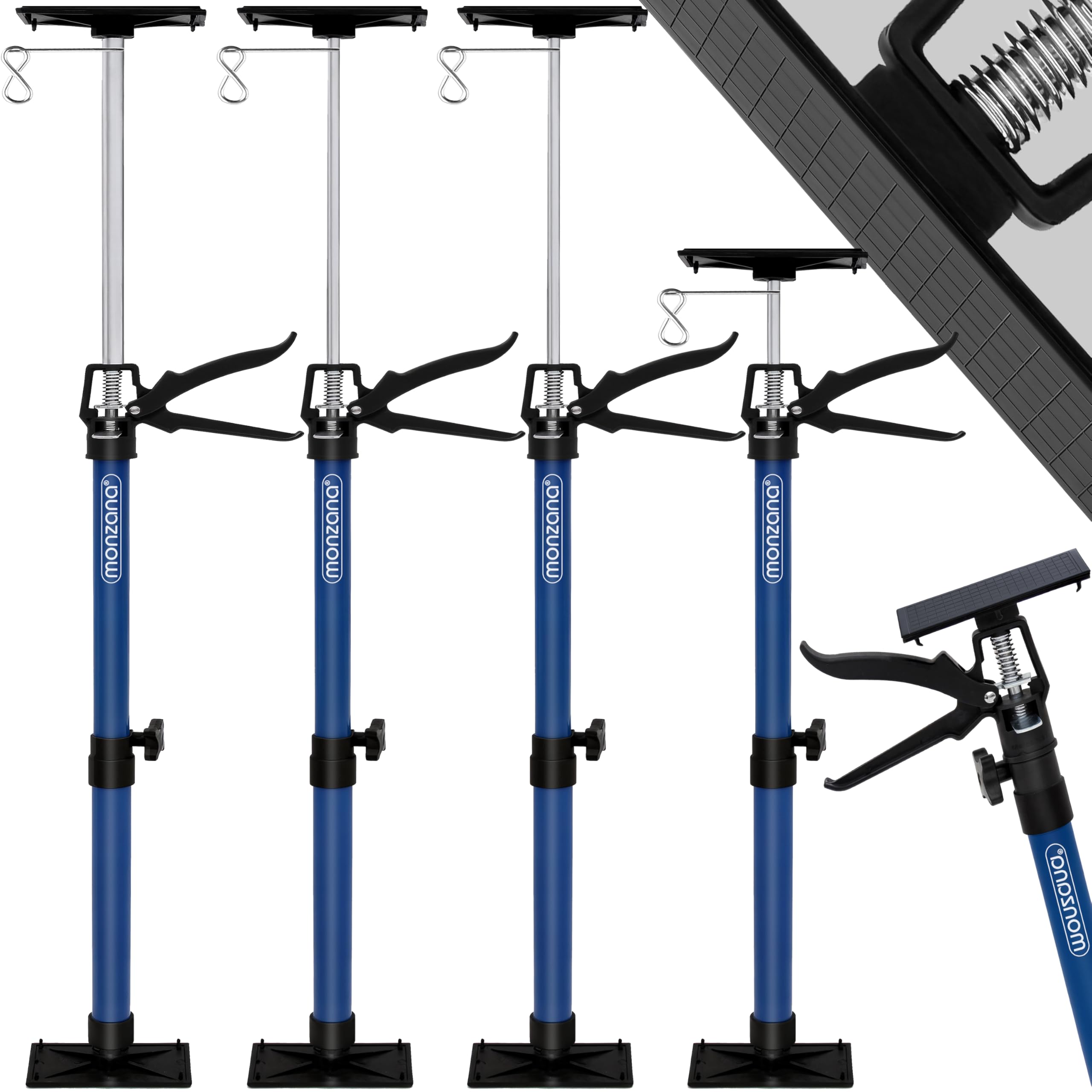 Set de 4 étai de porte acier réglable 115-290cm max. 30kg soutien télescopique