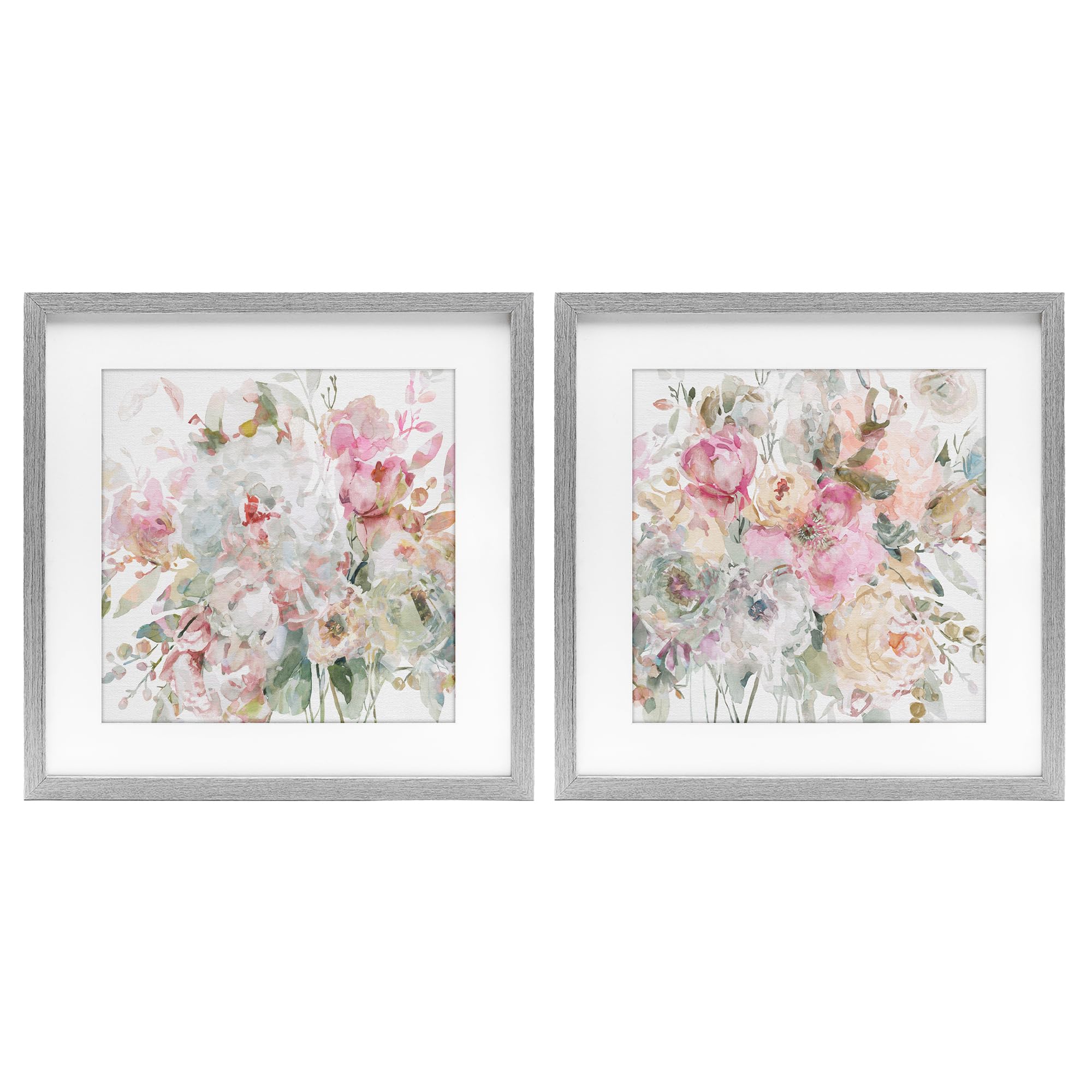 Stupell Industries Romantic Blush Floral Bouquet 'Romantic Blush Botanicals'| 2Pc Framed Print Under Glass Set