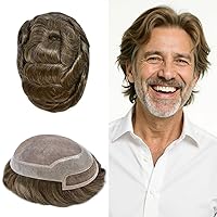 Vista 43 de Toupee - Sistema de cabello humano de repuesto con encaje frontal para hombre, extensiones de pelo tipo tupé mono PU para hombres