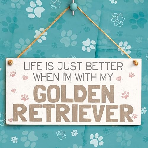 Miniatura 8 de Meijiafei A Spoiled Golden Retriever Lives Here  Cartel de regalo para el hogar de estilo campestre encantador para dueños de perros Golden