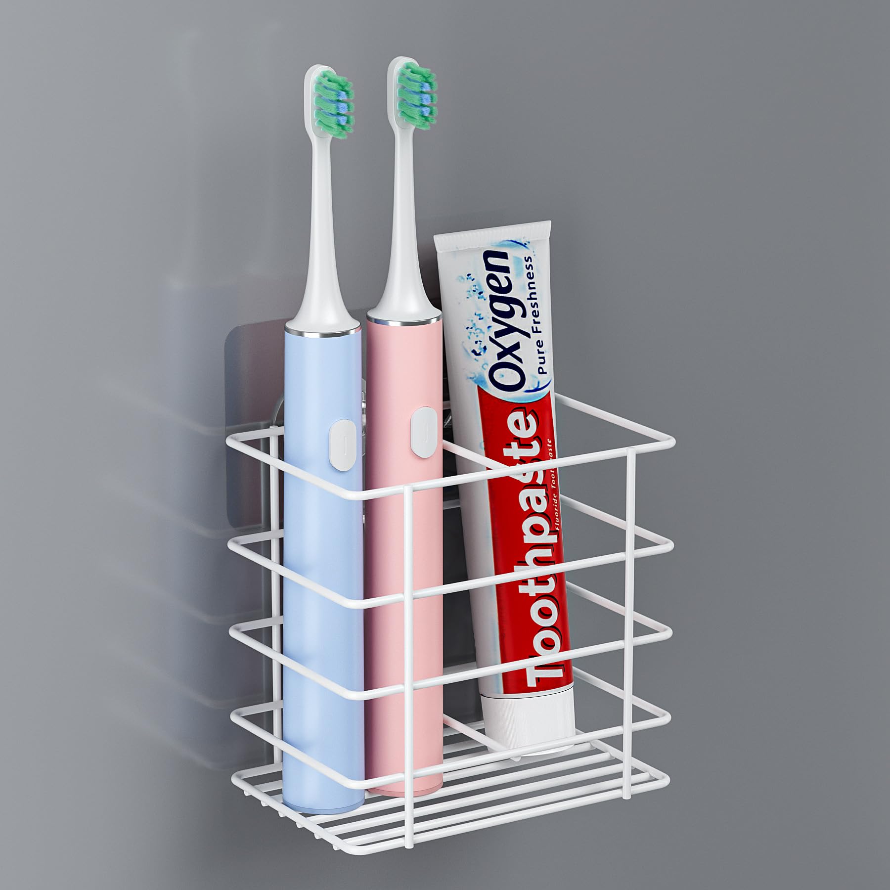 Oasiteege Shower Toothbrush Holder Wall Mounted Adhesive Toothpaste Organizer for Bathroom Wall Hanging Razor Tooth Brush Holder Caddy