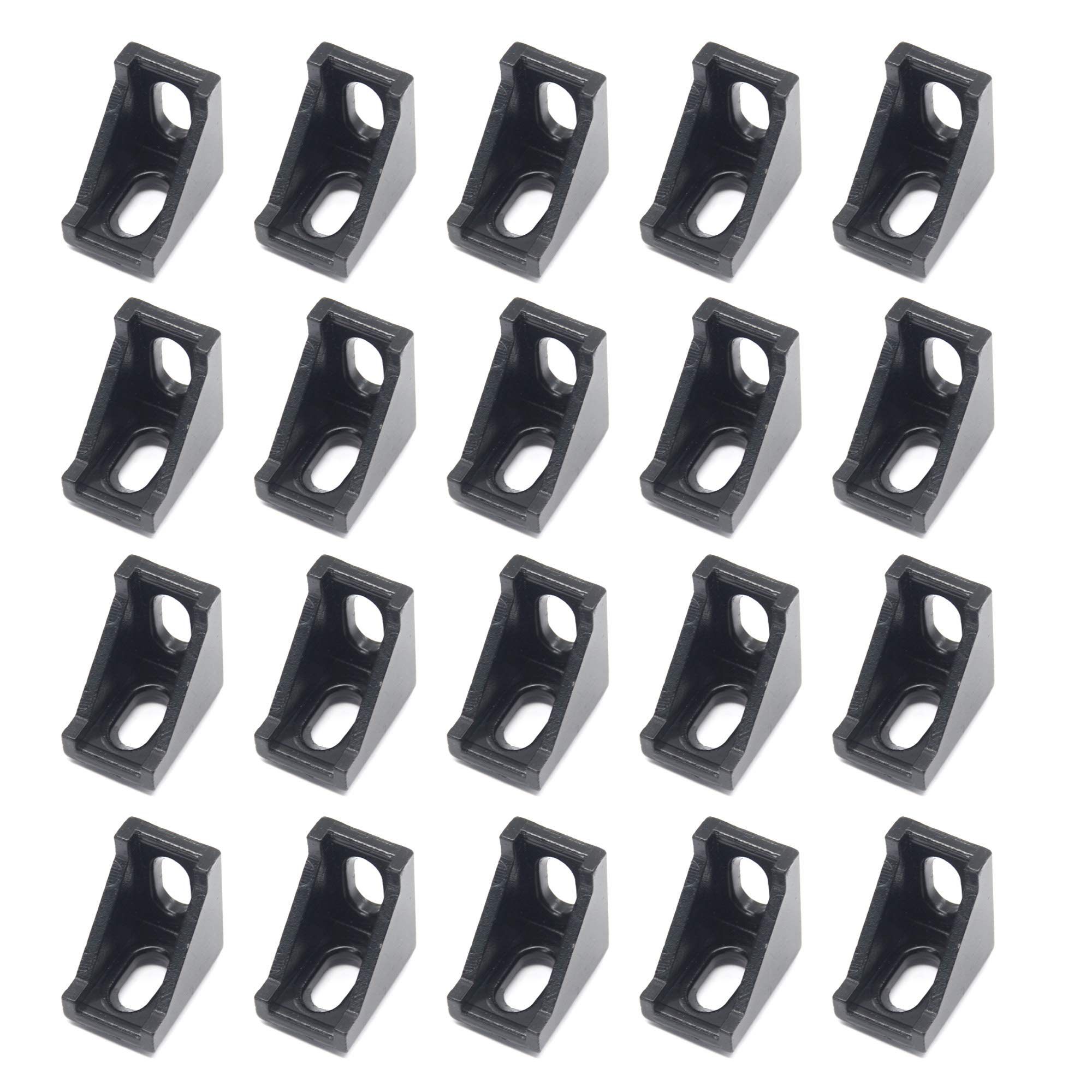 Befenybay Black 20Pcs Extruded Aluminum Profile 2028 Corner Bracket Right Angle For 6Mm Slot Aluminum Extrusion Profile 2020 Series (2028-20)