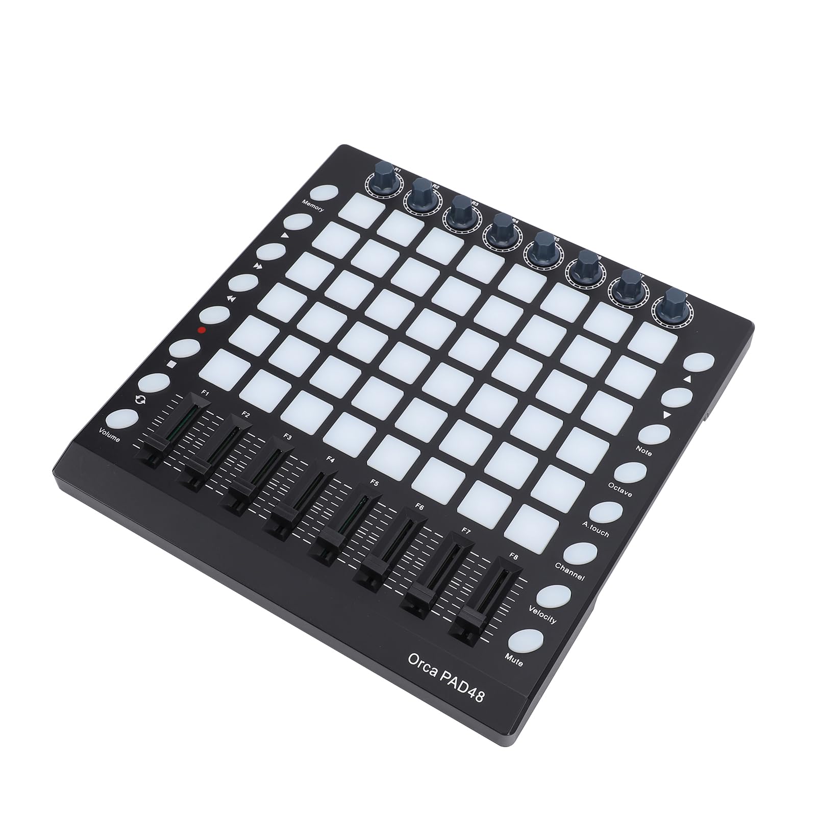 RiToEasysports Controlador MIDI, 48 almohadillas RGB retroiluminadas con 8 perillas y 8 atenuadores, Pad MIDI portátil USB para producción música, DJ y estudio en vivo