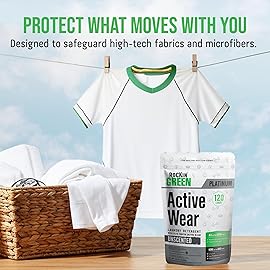 Rockin\' Green Laundry Detergent, Plant based, All Natural Laundry Detergent Powder, Vegan and Biodegradable Odor Fighter, Safe for Sensitive Skin (Active Wear 120 Loads - Unscented)