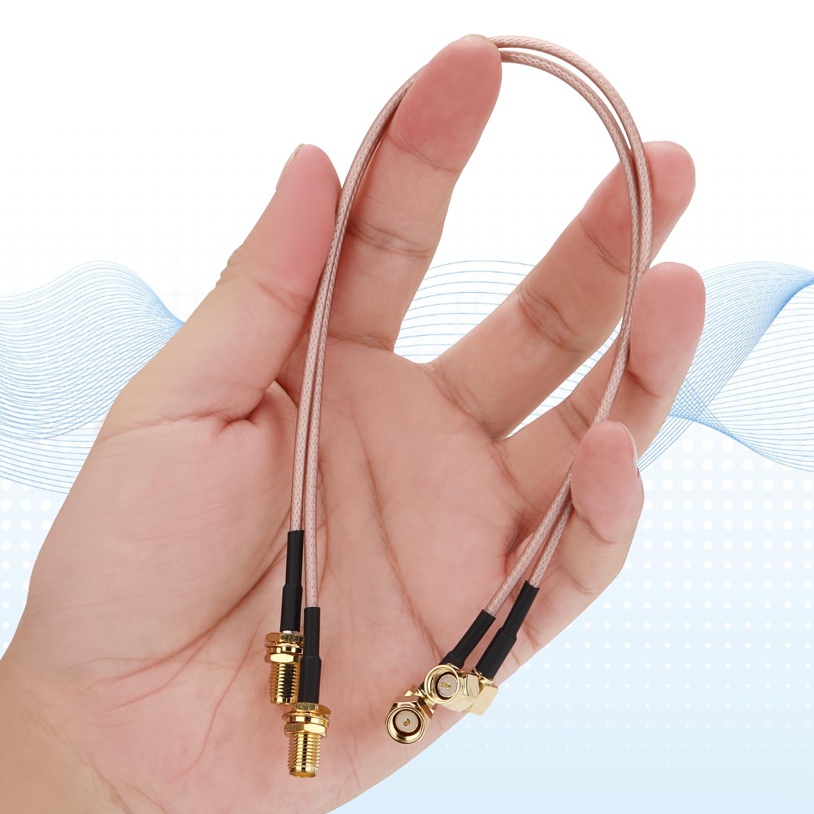 Lot de 2 câbles SMA femelle vers SMA mâle à angle droit - Câble d'extension d'antenne RG316 SMA - Compatible avec routeur 4G LTE - Cellular, récepteur RTL SDR - 30,5 cm