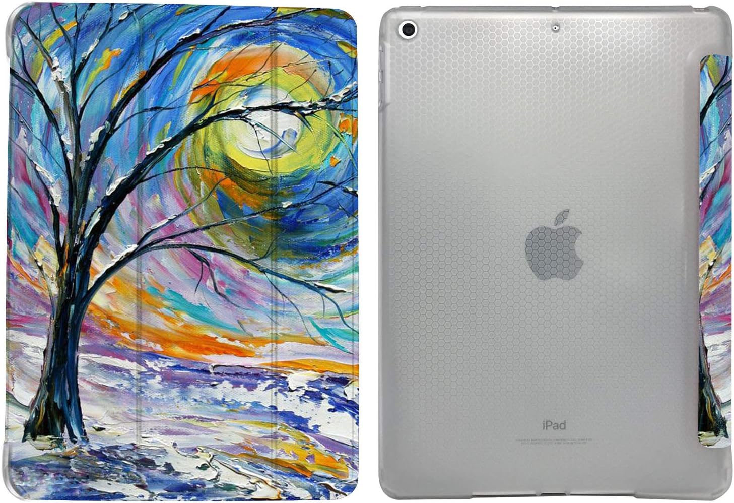 DuraSafe Cases for iPad 9.7 5th 6th Gen Air 1st 2nd Generation [iPad 5 6 Air 1 2] A1893 A1822 A1566 MH2V2LL/A Shock Proof Magnetic Dual Angle Stand with Honeycomb Pattern Printed Cover - Color Emblem