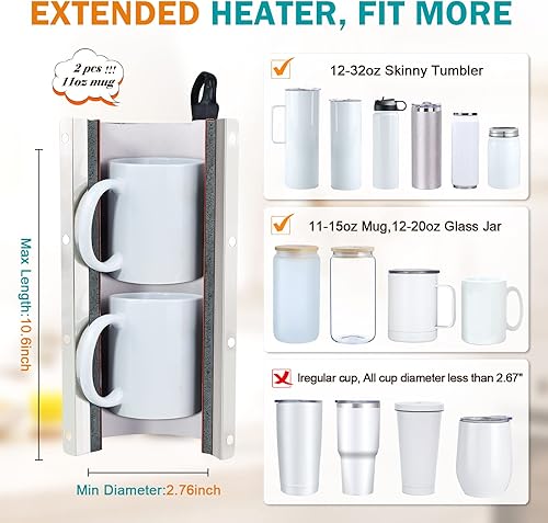 Miniatura 4 de Realkant Máquina de prensa de calor para vasos, prensa de vasos de 110 V para sublimación de 30 onzas, 20 onzas, vasos rectos y delgados para vasos