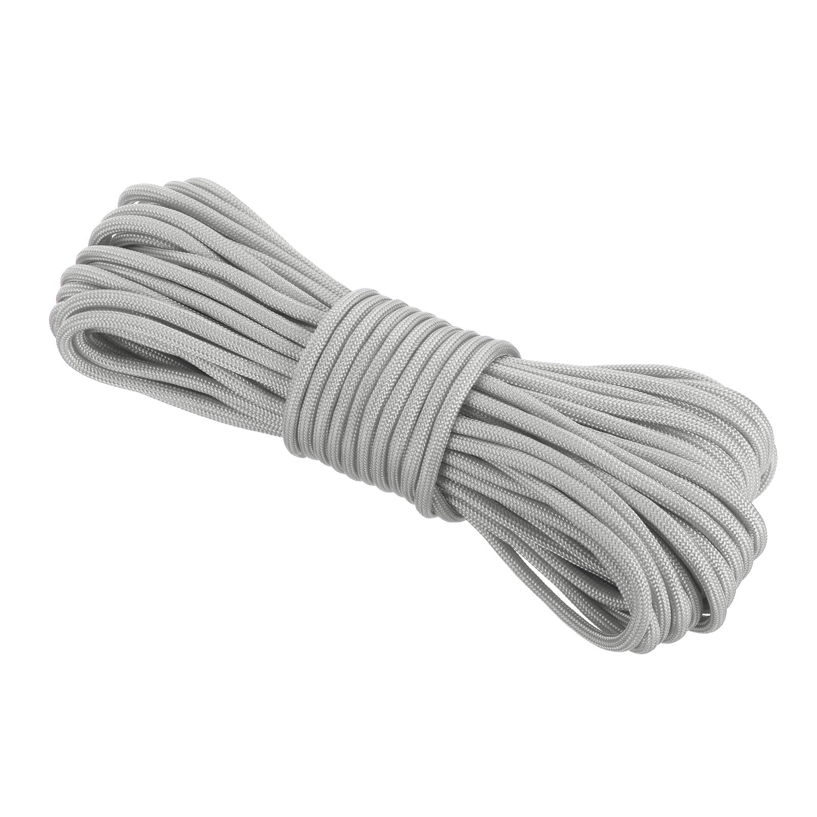 Rebower 550 Paracord Rope 15m, 4mm Thin Paracord Nylon Cord 7-Strand Core [for Tent Camping Outdoor Gear] - Light Grey