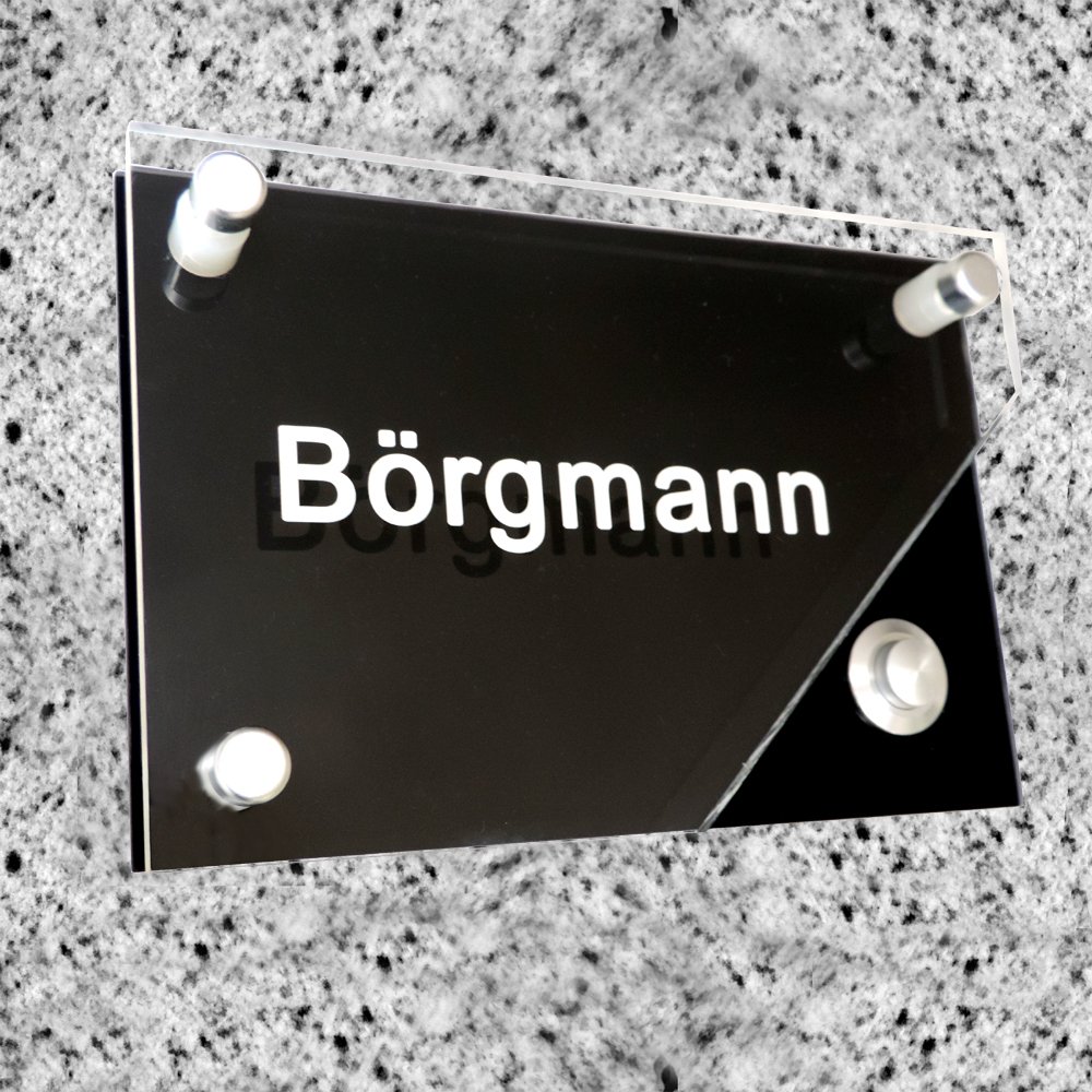 Modernes Klingelschild K5 Acryl made by GravUp : farbiges - Acrylglas mit V2A Befestigung