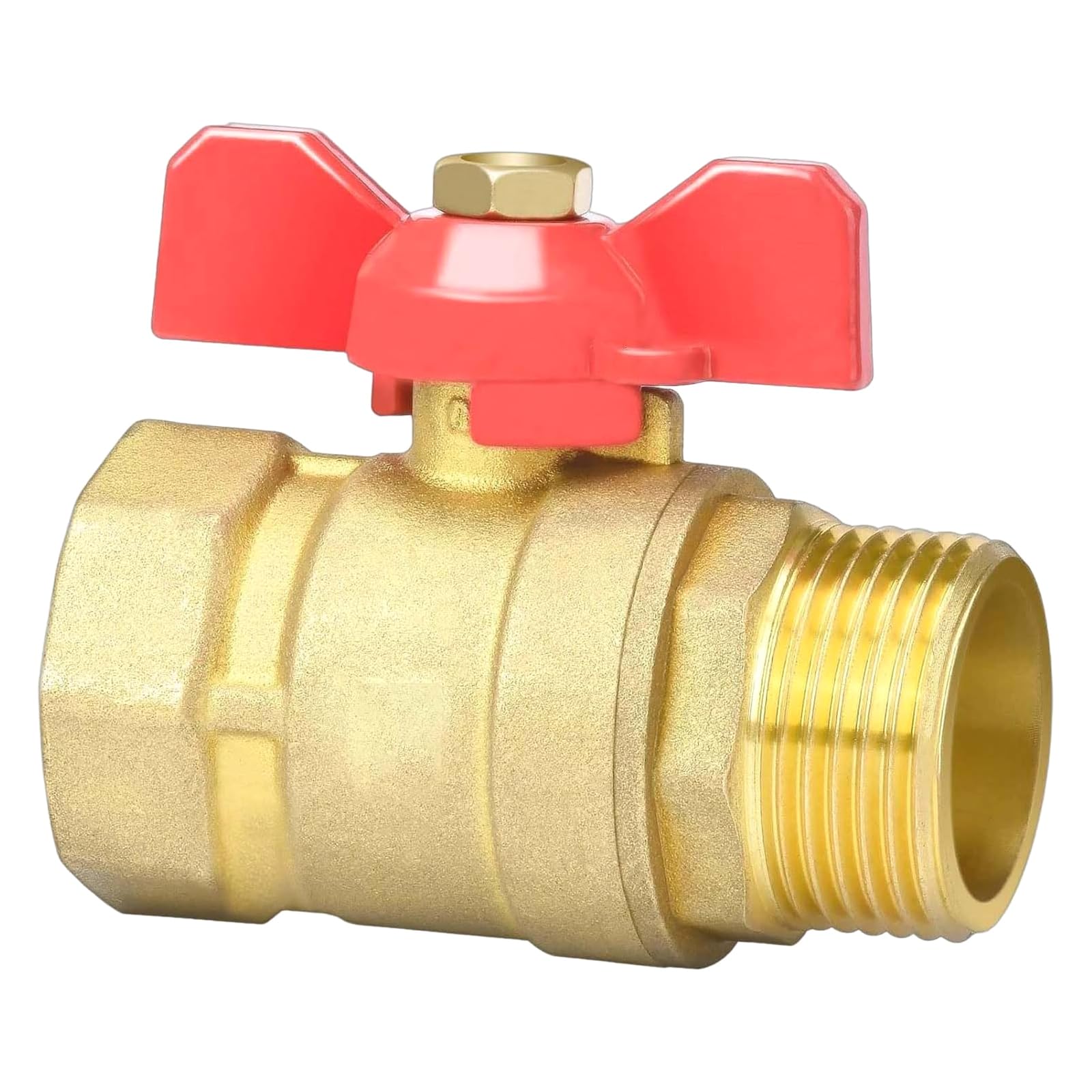 Kelisdi Multicolor 2 Brass 1" M/F Threaded Connector Butterfly Handle Shut Off For Irrigation & Hose Fitting Garden Watering Irrigation Copper Coupler