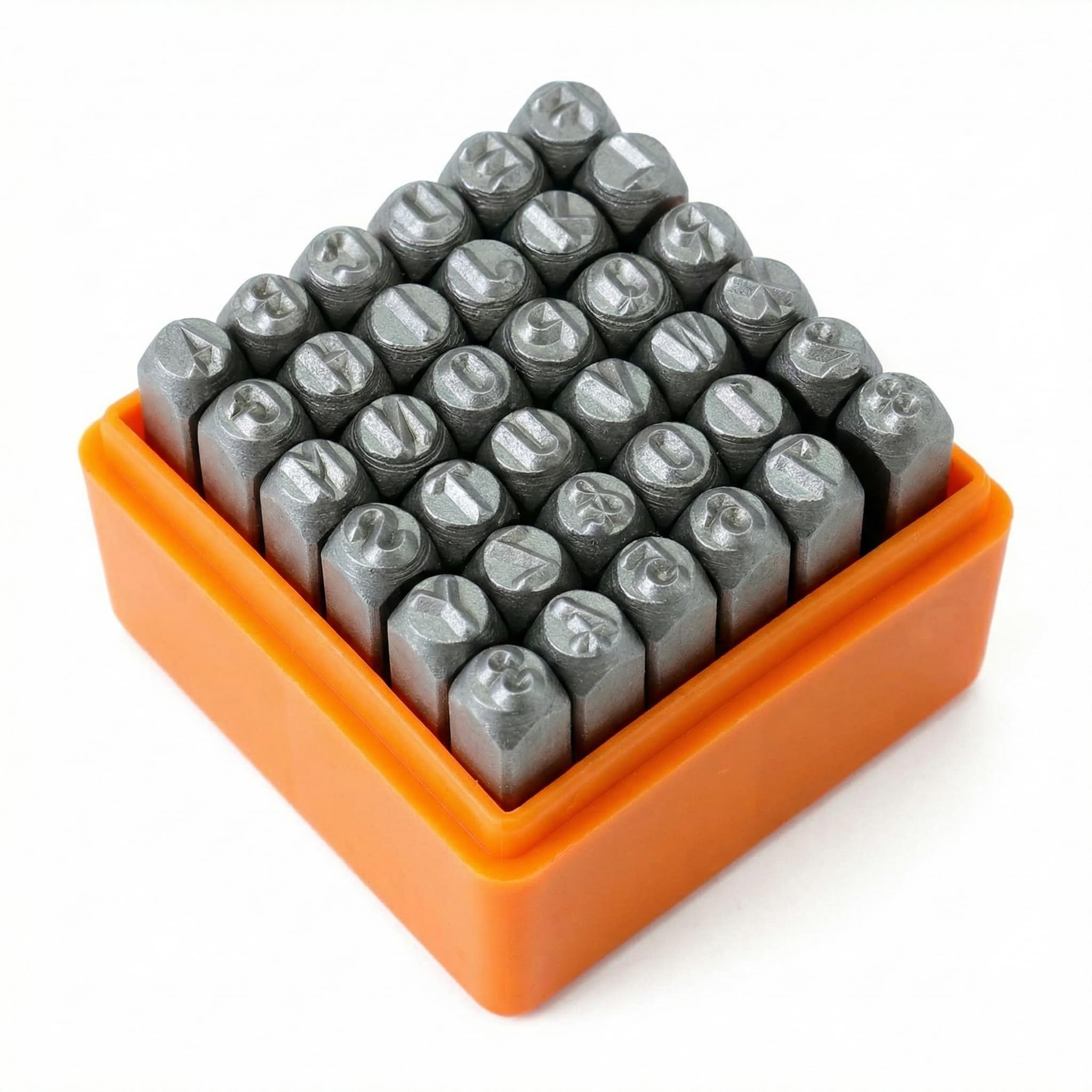 QWORK® 36 piezas punzones de metal y cuero para tallado de bricolaje en relieve (4 mm) (números 0-9, alfabeto A-Z, símbolo &)
