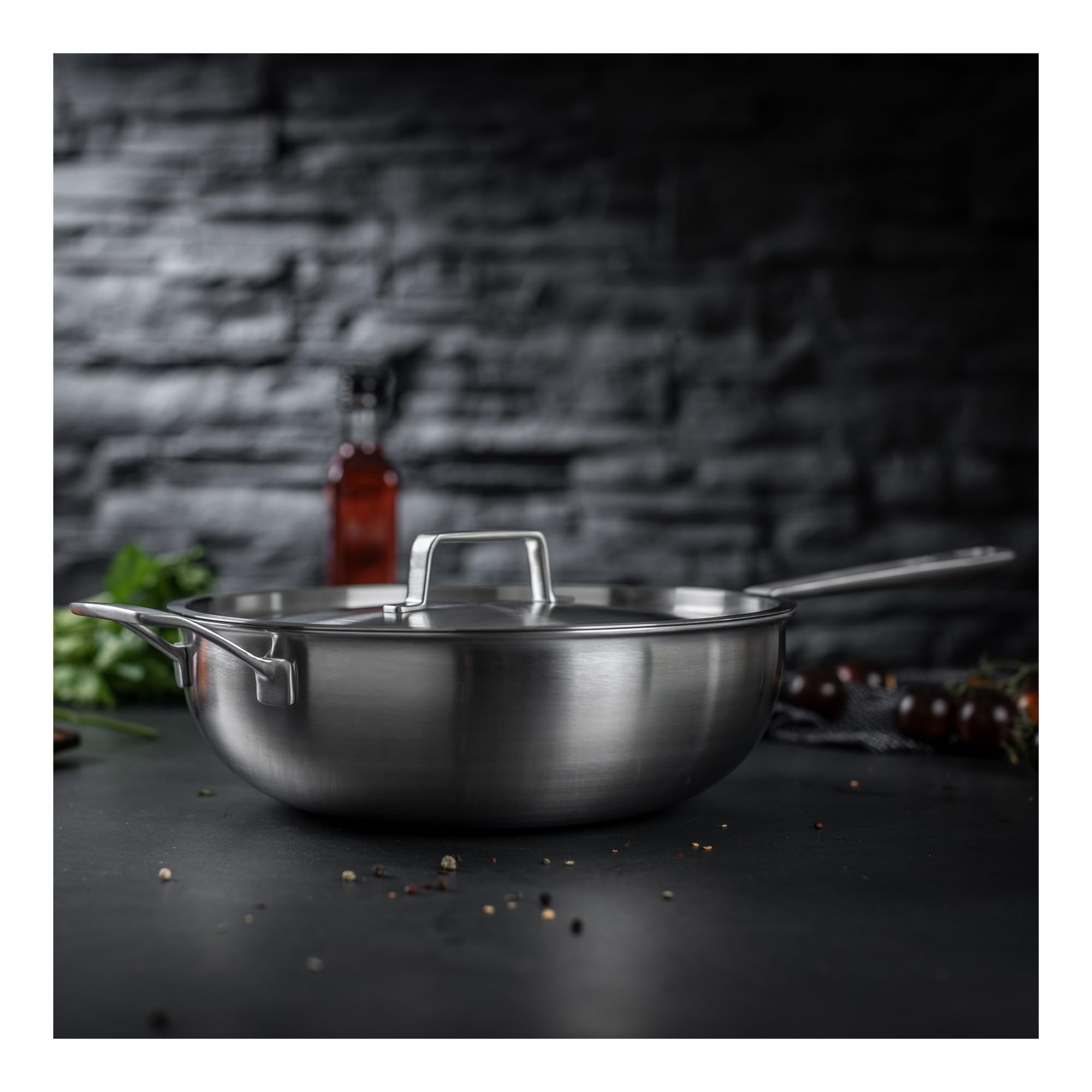 KUHN RIKON Culinary Fiveply Wok 28 cm mit Deckel - Edelstahl Induktion