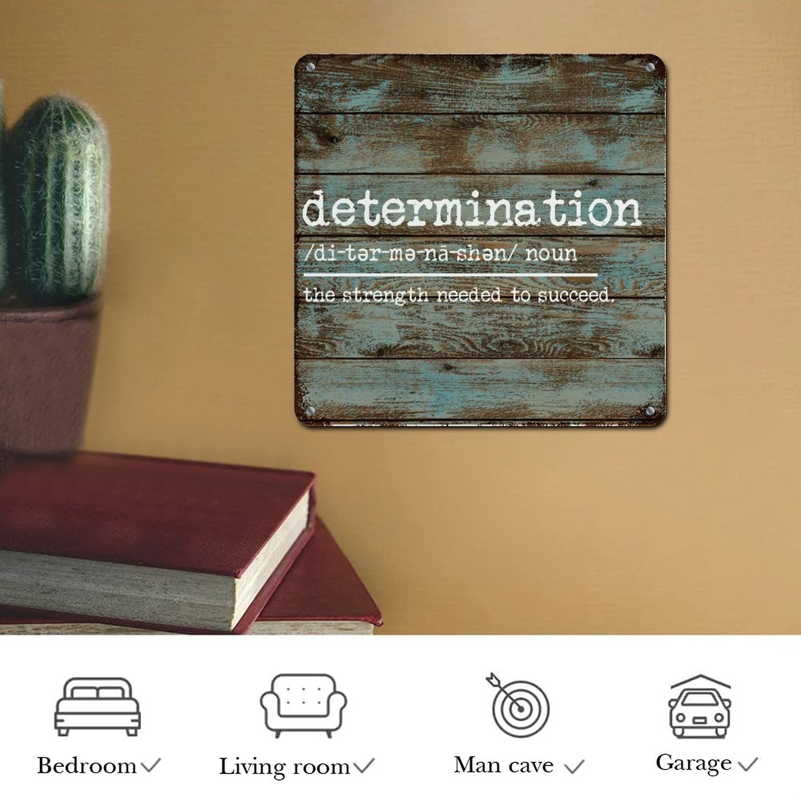 com : Quote Rustic Metal Sign Wall Art Decor Determination