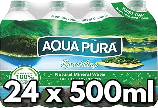 Aqua Pura Sparkling Mineral Water 500ml (Pack of 24) | Natural Sparkling Water Bottles | Refreshing Carbonated Mineral Water | Ideal for Home, Office, Travel & Events