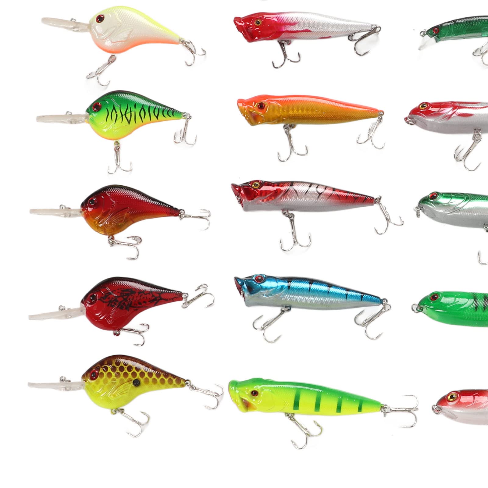 35-teiliges Simulations-Angelköder-Set mit hartem Köder, Minnow-Köder für Süßwasser-Salzwasserangeln mit leuchtenden Farben, lebensechtem Aussehen, 3D-Augen, Kunststoffmaterial,