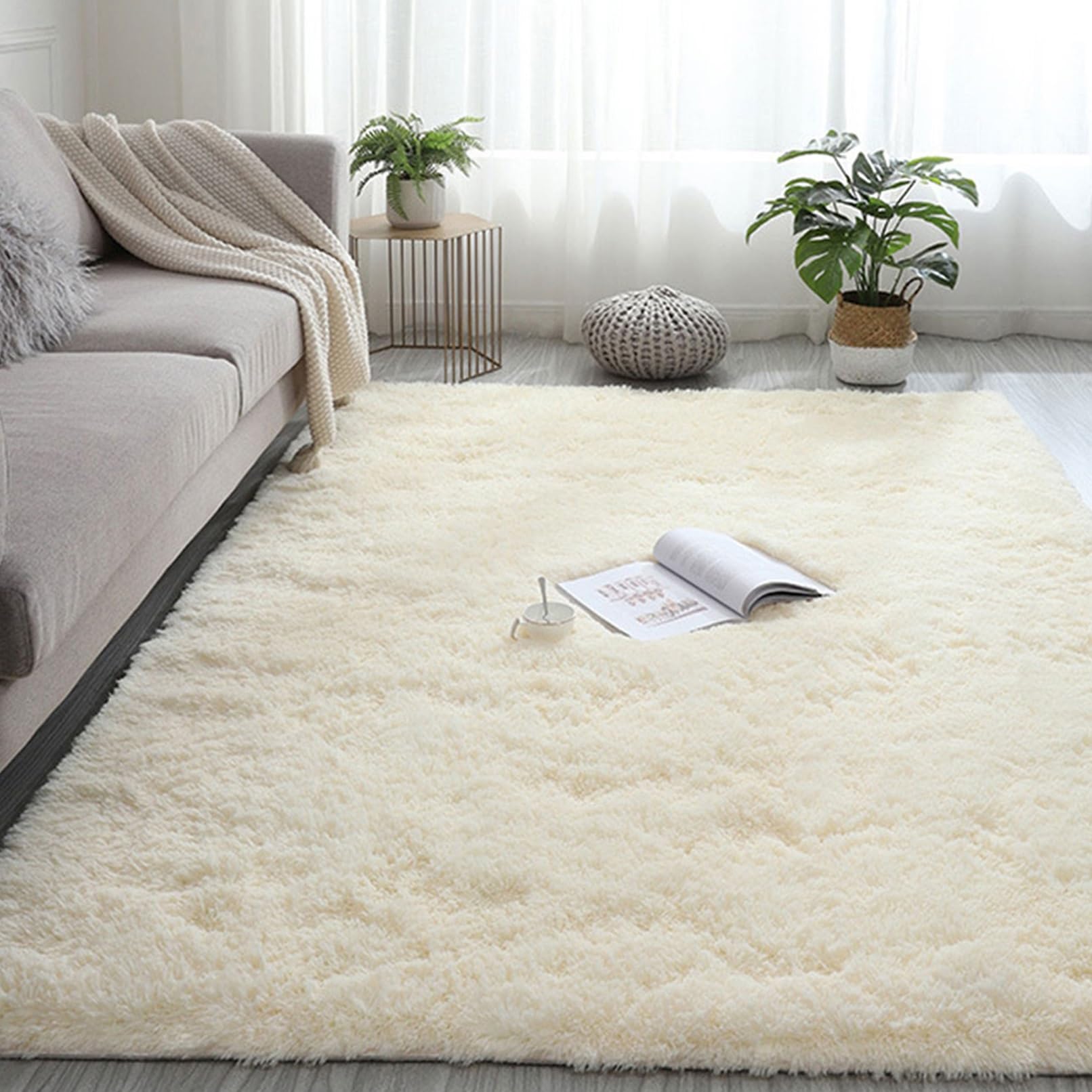 Chbin Warm White Soft 110 X 230 Cm Living Room Rug Extra Large Soft Fluffy Rug Yoga Carpet Gradient Tie-Dye Comfy For Room Decor Kitchen Children Rooms Rugs,