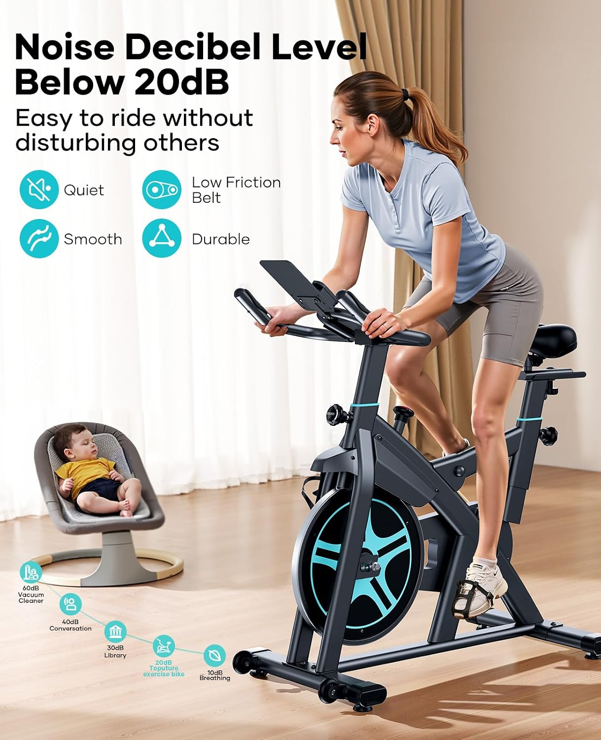 【2026 Upd】Toputure Exercise Bike with APP, Hand Pulse (TEB2) thumbnail 5