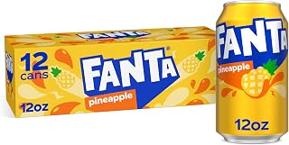 Fanta Pineapple Soda 12 Pack, 12 fl oz Cans - Caffeine-Free Tropical Fruit Flavor Refreshment