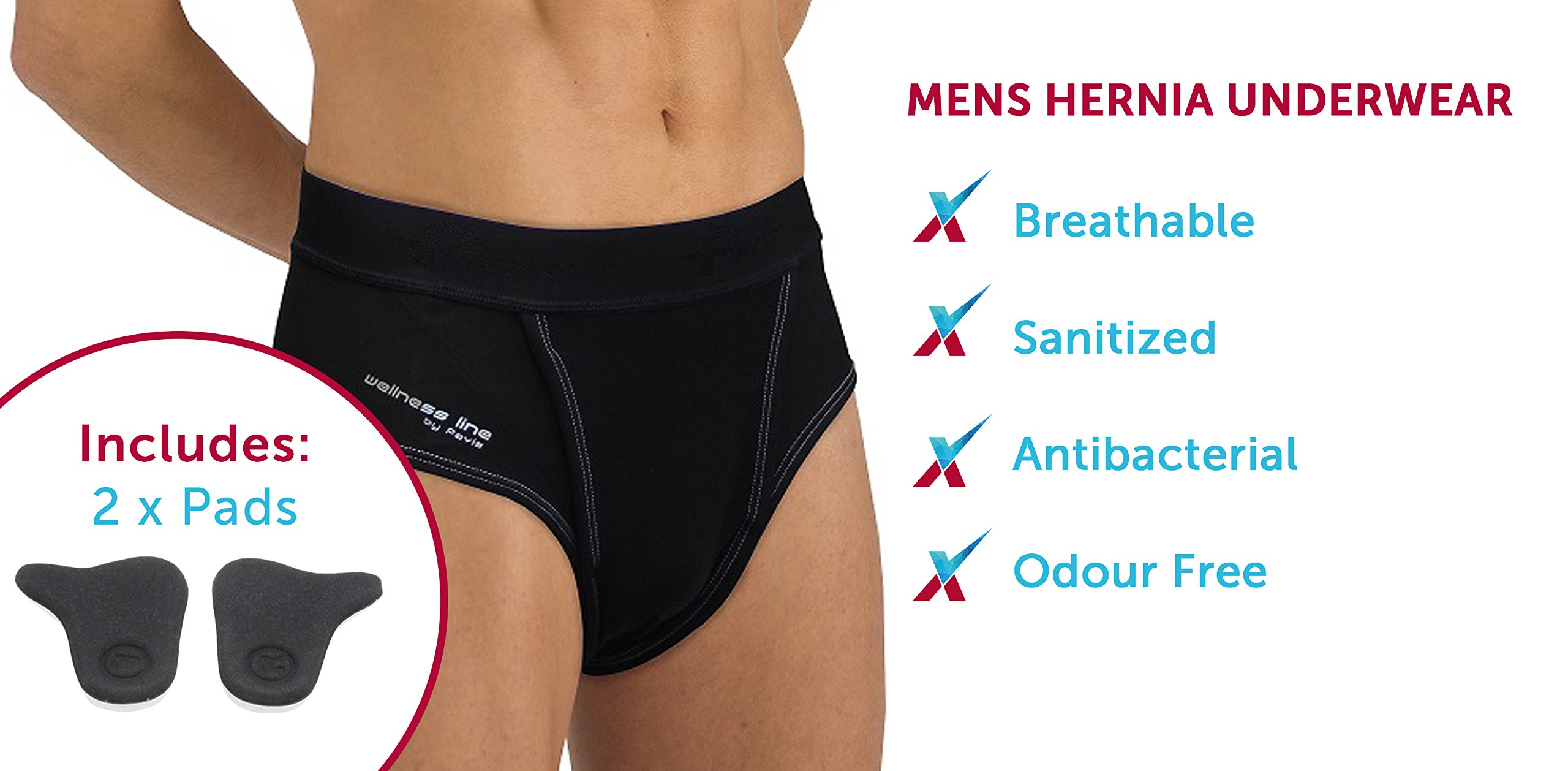 Wellness Medically Approved Hernia Underwear for Men Includes x 2