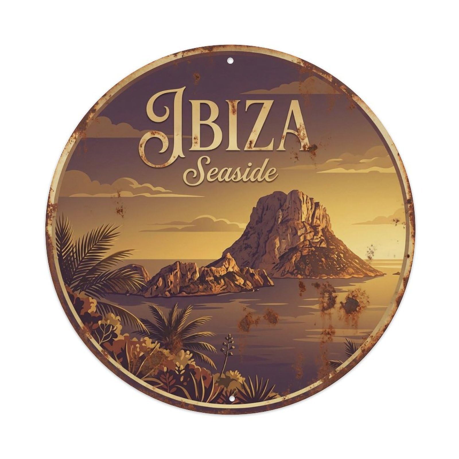 Vintage Travel Ibiza Spain Landmark Metal Tin Sign