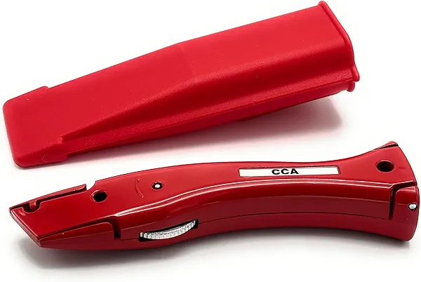 CCA Red Carpet cutter tool with matching red holder for the professional and DIY installer