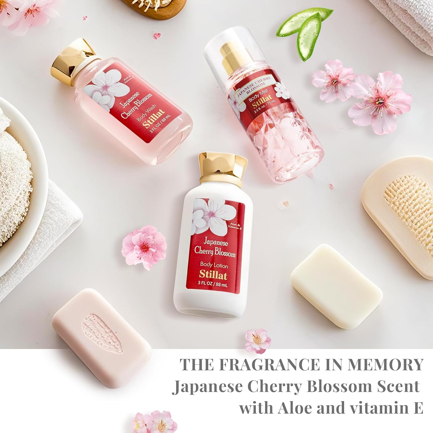 Bath and Body Care Gift Sets, Cherry Blossom Spa Shower Travel Set for Teenager and Her, Including Body Wash, Body Lotion and Fragrance Body Mist, for Birthday Anniversary Wedding Christmas New Year - Image 7