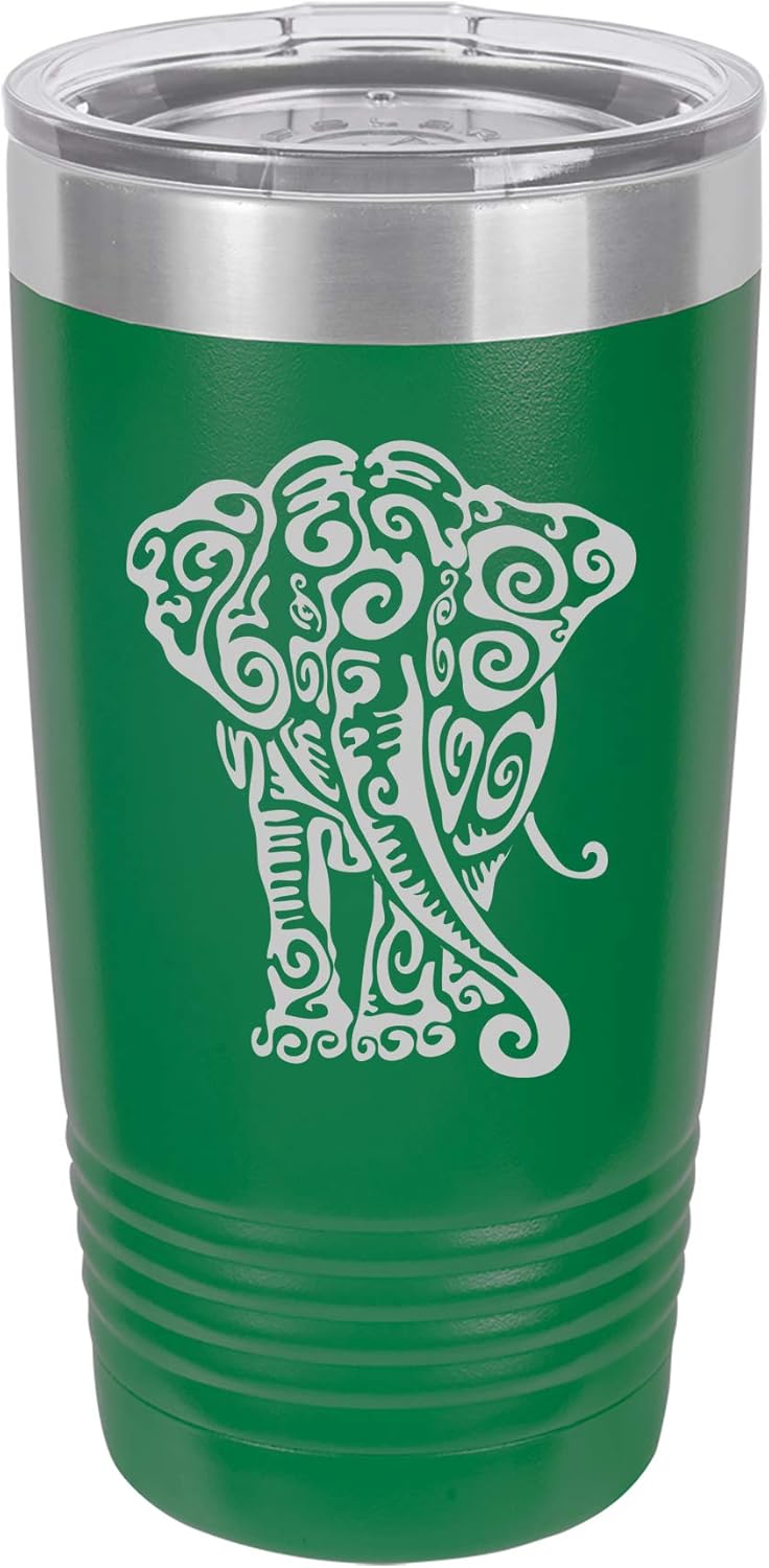 Tumbler Stainless Steel Vacuum Insulated Travel Mug Tribal Elephant (Hot-Pink, 20 oz)
