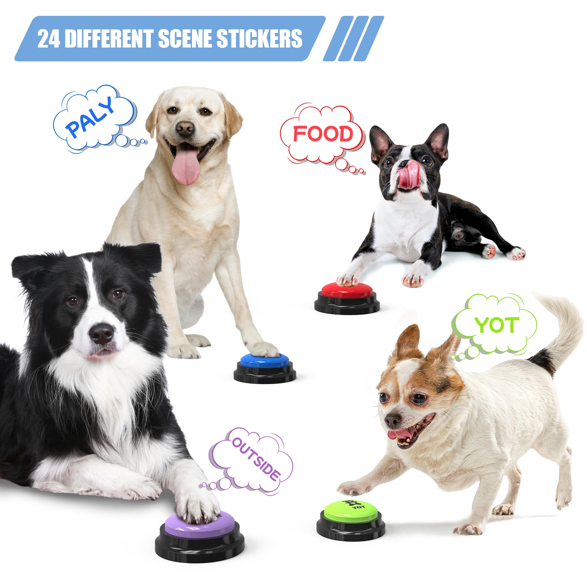 Botones de conversación para perros, paquete de 8 botones de comunicación para perros, botones de entrenamiento de conversación grabables para perros, botones de voz de 30 segundos con juego