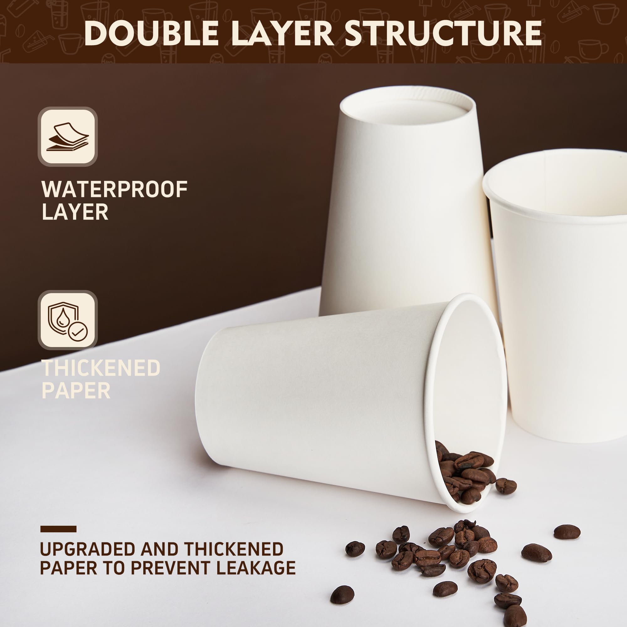 YEEHAW Tazas de café [16 onzas paquete de 210], vasos de papel desechables blancos, tazas calientes para café, líquido caliente, chocolate, jugo, taza de bebida caliente, ideal para cafeterías,