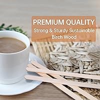 Vista 4 de Agitadores de café de madera, 500 unidades de palitos de madera biodegradables desechables de 7.5 pulgadas, agitadores de madera de extremo redondo