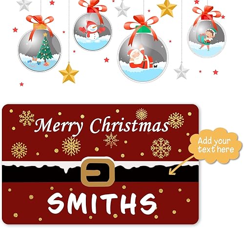 Miniatura 4 de Tapete personalizado de bienvenida de Navidad para entrada al aire libre con nombre, tapete de puerta de Navidad personalizado para Navidad, tapete