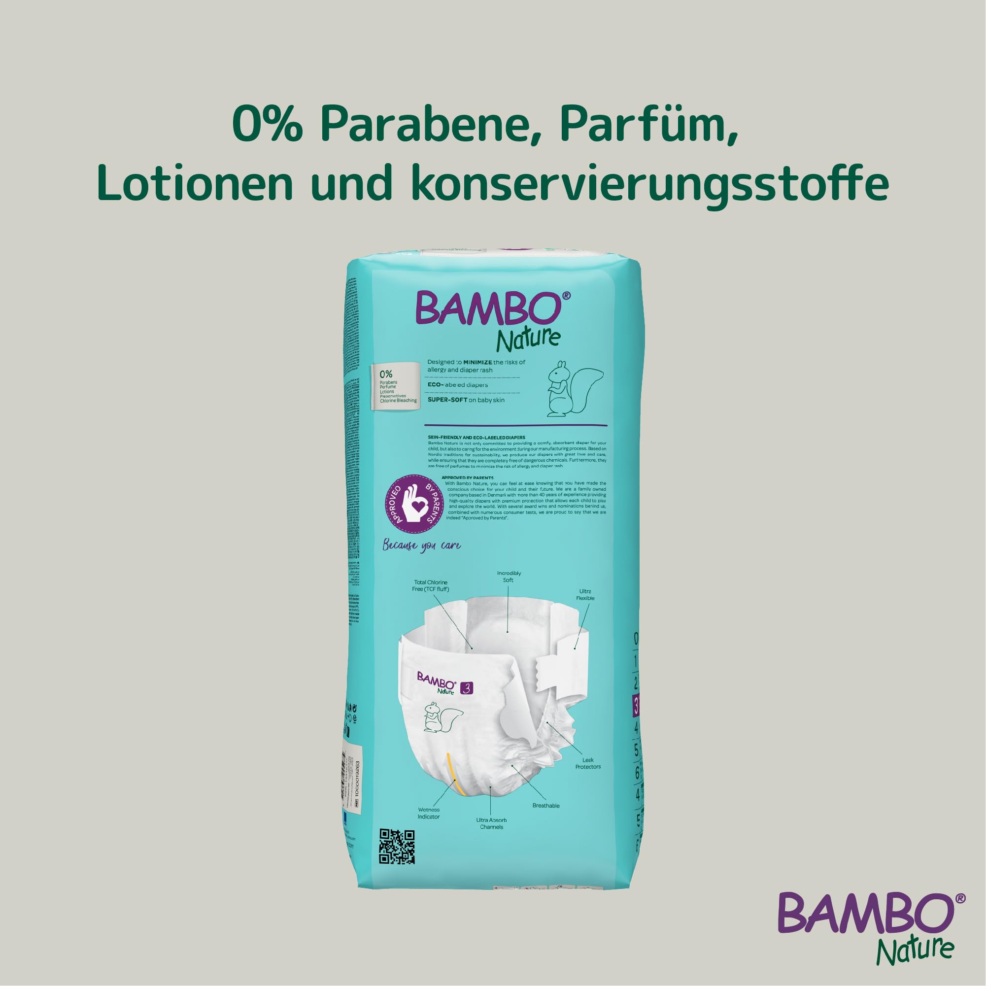 Bambo Nature Baby Windeln Größe 3 (4-8kg) 156 St. Monatsbox | Premium Diapers mit verbesserter Auslaufsicherheit | Ultimativen Komfort & Freiheit für Aktive Kinder | Dermatologisch getestet Nappies