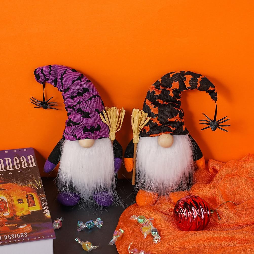 PRETYZOOM Faceless Doll Ornaments Halloween Decorations Cute Orange Cloth Gnome Plush for Halloween Home Decor Party Atmosphere Table Display 8.26 * 4.72 * 2.75 Inches