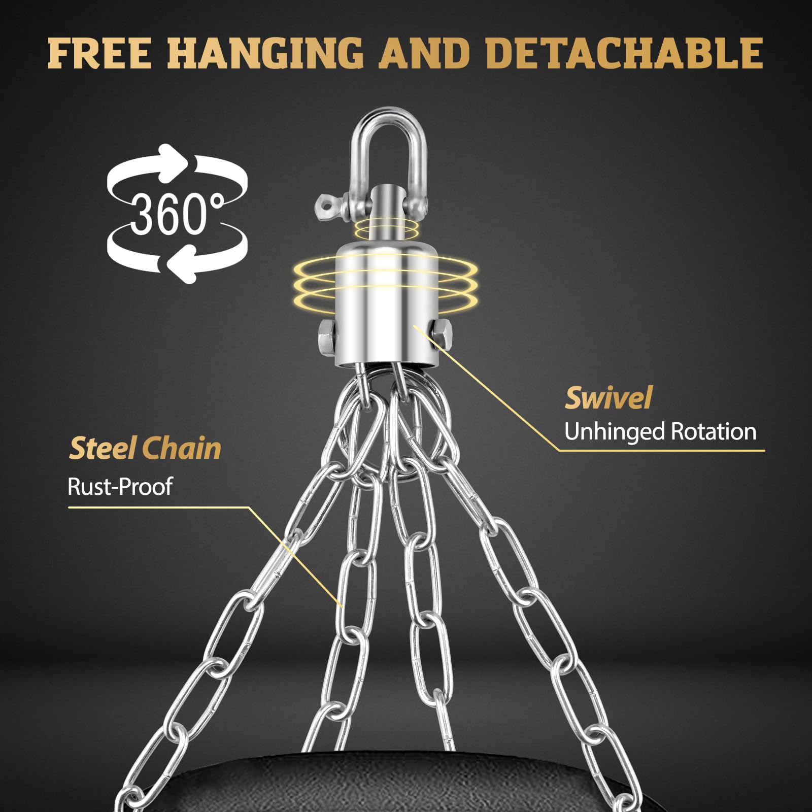 Punching Bag for Adults, Unfilled 4ft PU Leather 6 in 1 Boxing Bag Set, 80lb Heavy Bag with 12oz Gloves, Hanging Bag for Home Gym MMA Karate Kickboxing Muay Thai Training, Black