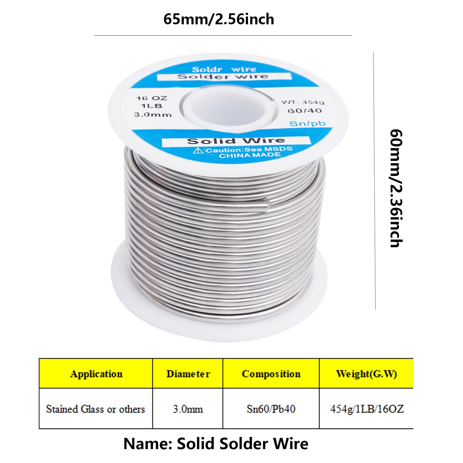60/40 3mm Solder Wire Solid Core 454g/1 lb per vetro colorato