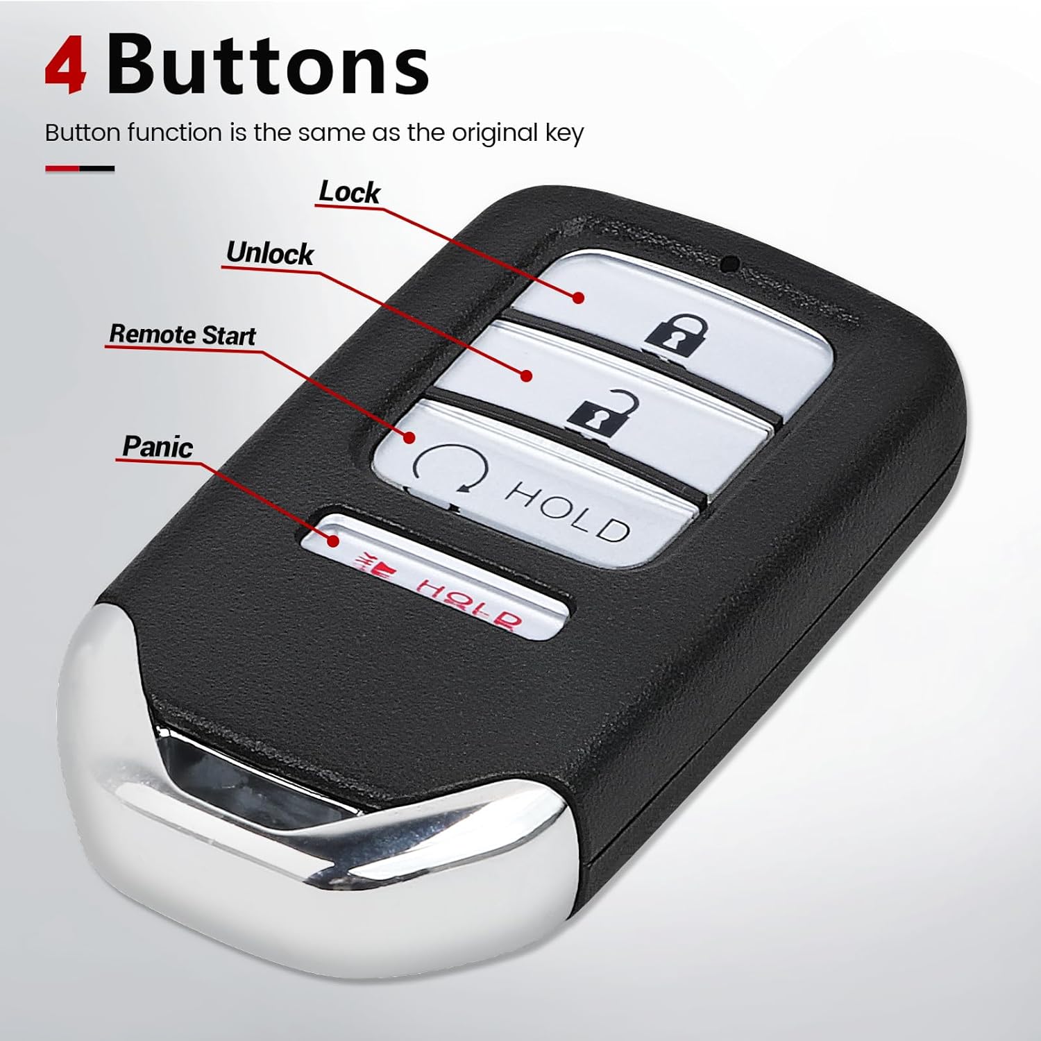 Beefunny Replacement Remote Keyless Entry Key Fob for Honda Ridgeline Black 2017 2018 2019 Honda Ridgeline RTL/RTS/Sport 2017 2018 2019 FCC ID:KR5V2X PN:72147-T6Z-A11 A2C97488400 4 Buttons 433MHz