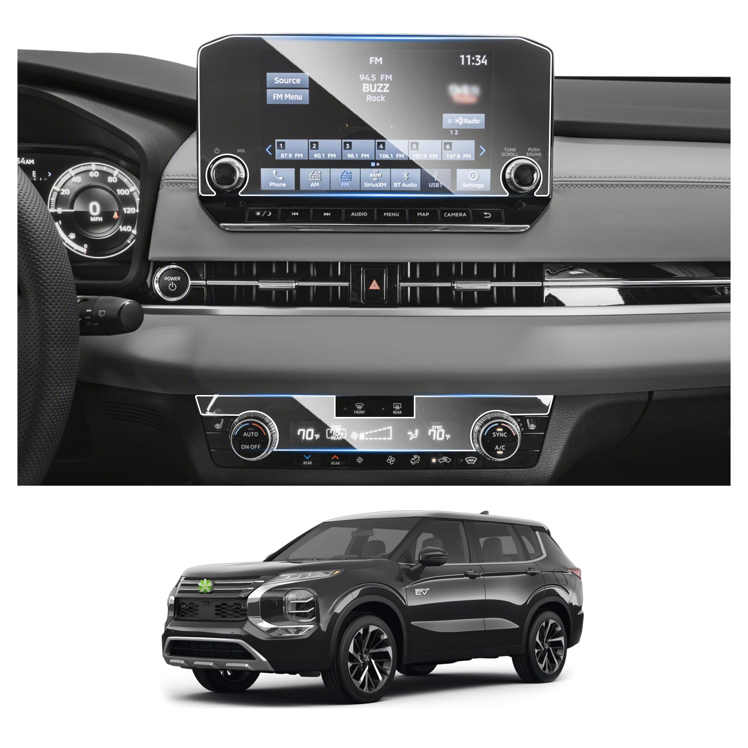Ruiya Mitsubishi Outlander Screen Protector,for Mitsubishi Outlander 9" & Air Conditioner Display Touch Screen 4PCS Plastic Nano Films Compatible with 2022 2023 2024 Mitsubishi Outlander Accessories